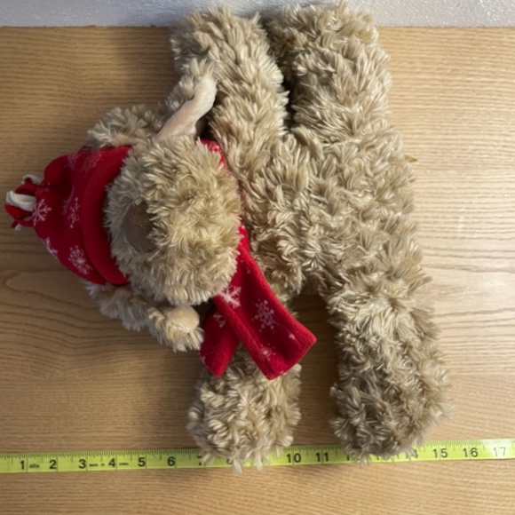 Fashion Bug Plush Shaggy Puppy Dog w Red Scarf & Hat Floppy Lay Flat 15” inch - Picture 7 of 7